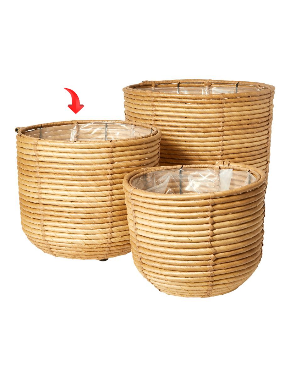 Plantekrukke til ude/inde brug Ø 30 x H 25 cm. rattan brun/sand