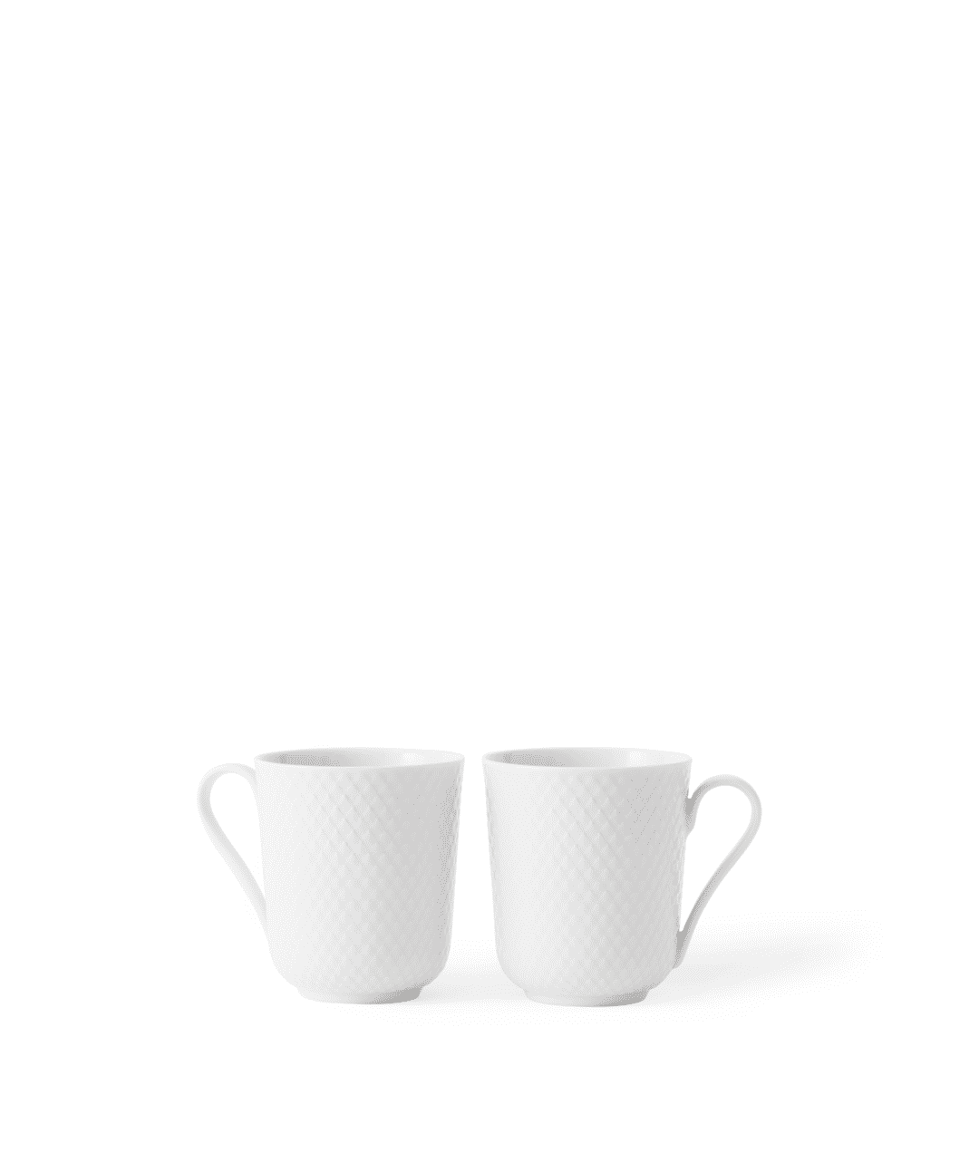Rhombe Krus med hank 33 cl hvid porcelæn 2 stk.