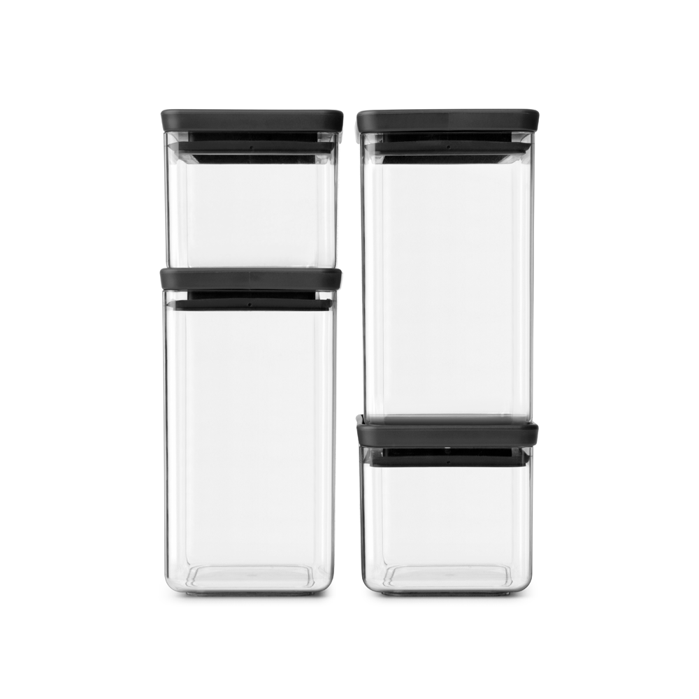Brabantia Tasty+ Opbevaringssæt 4 dele 2 x 0,7L + 2 x 1,6L mørk grå