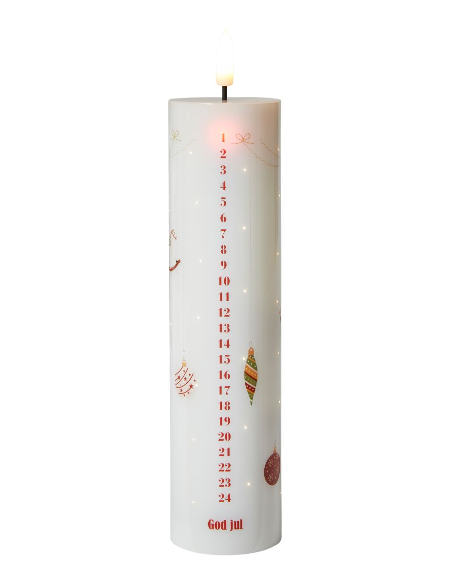 LED Kalenderlys twinkle Ø5x20 cm timer remote plast - ny juleguirlande