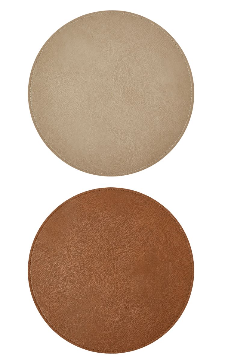 Da'core Dækkeserviet PU læder vendbar Ø38 cm tobacco/sand