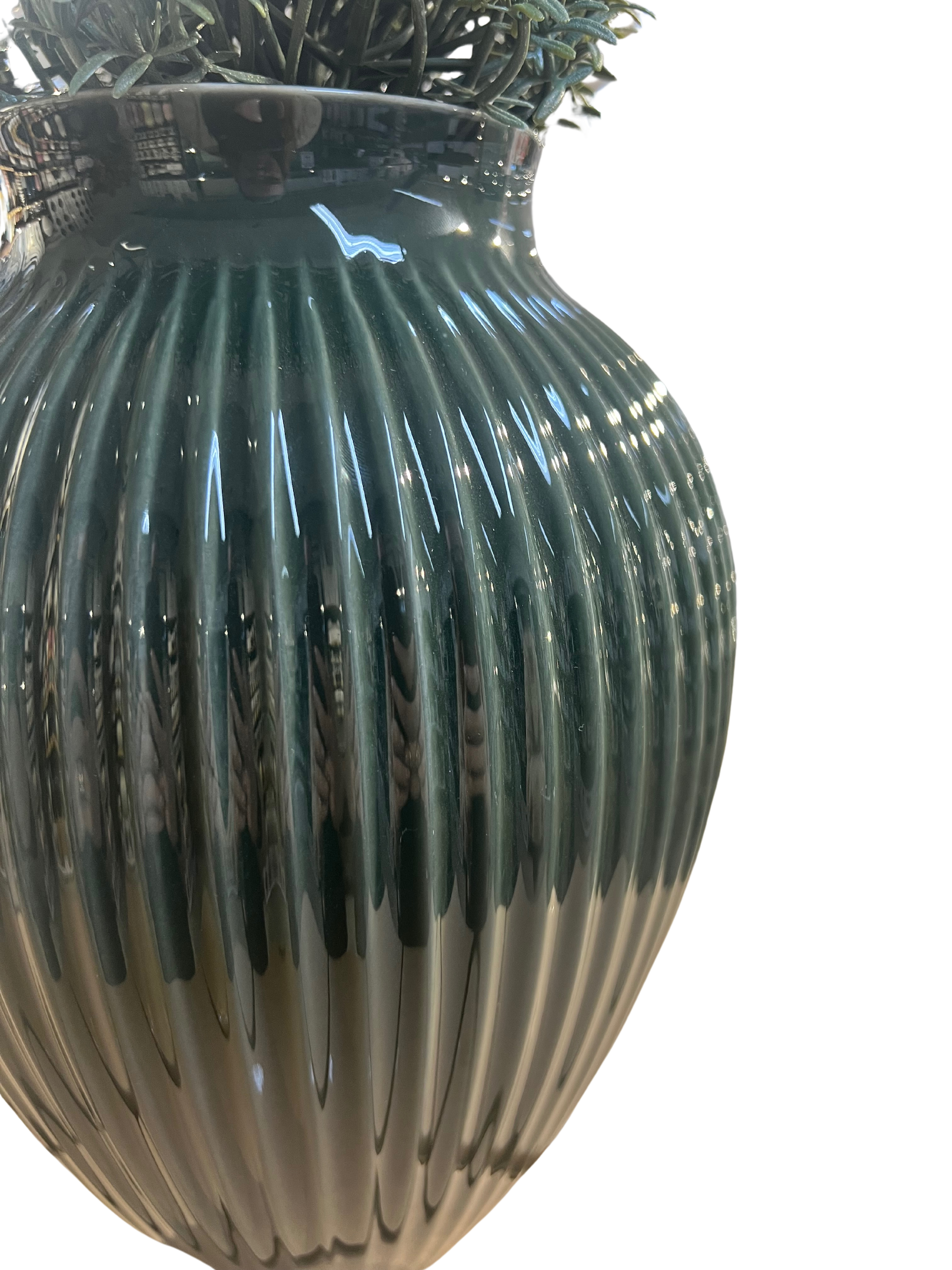 Knabstrup Vase H 27 Cm Ripple Dark Green