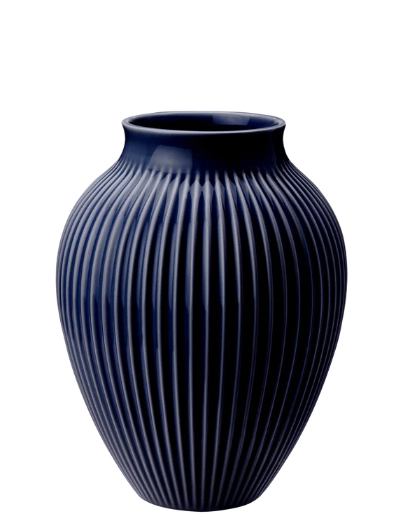 Knabstrup Vase H 20 Cm Ripple Dark Blue