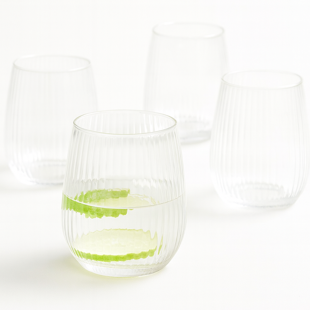 Da'core Vandglas 35 cl rillet klar med guldkant 4 stk.