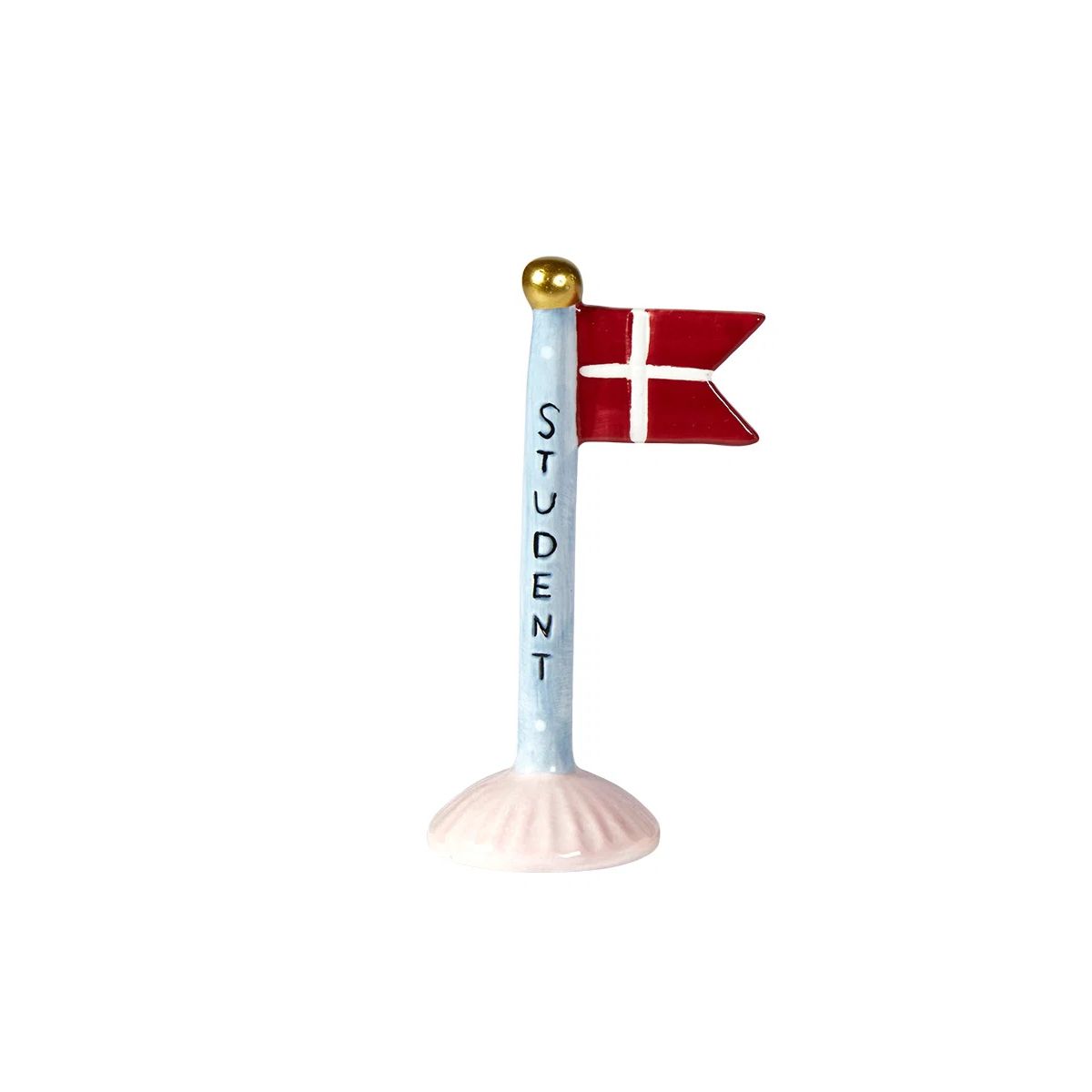 Keramik flag Student blå/lyserød 14 cm.