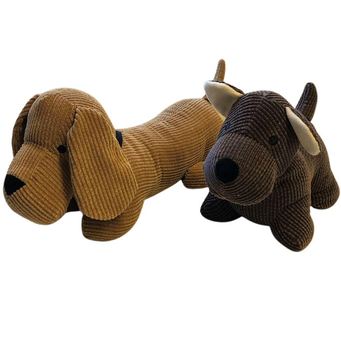 Dørstopper hund fløjl 1 kg 2 ass brun/beige