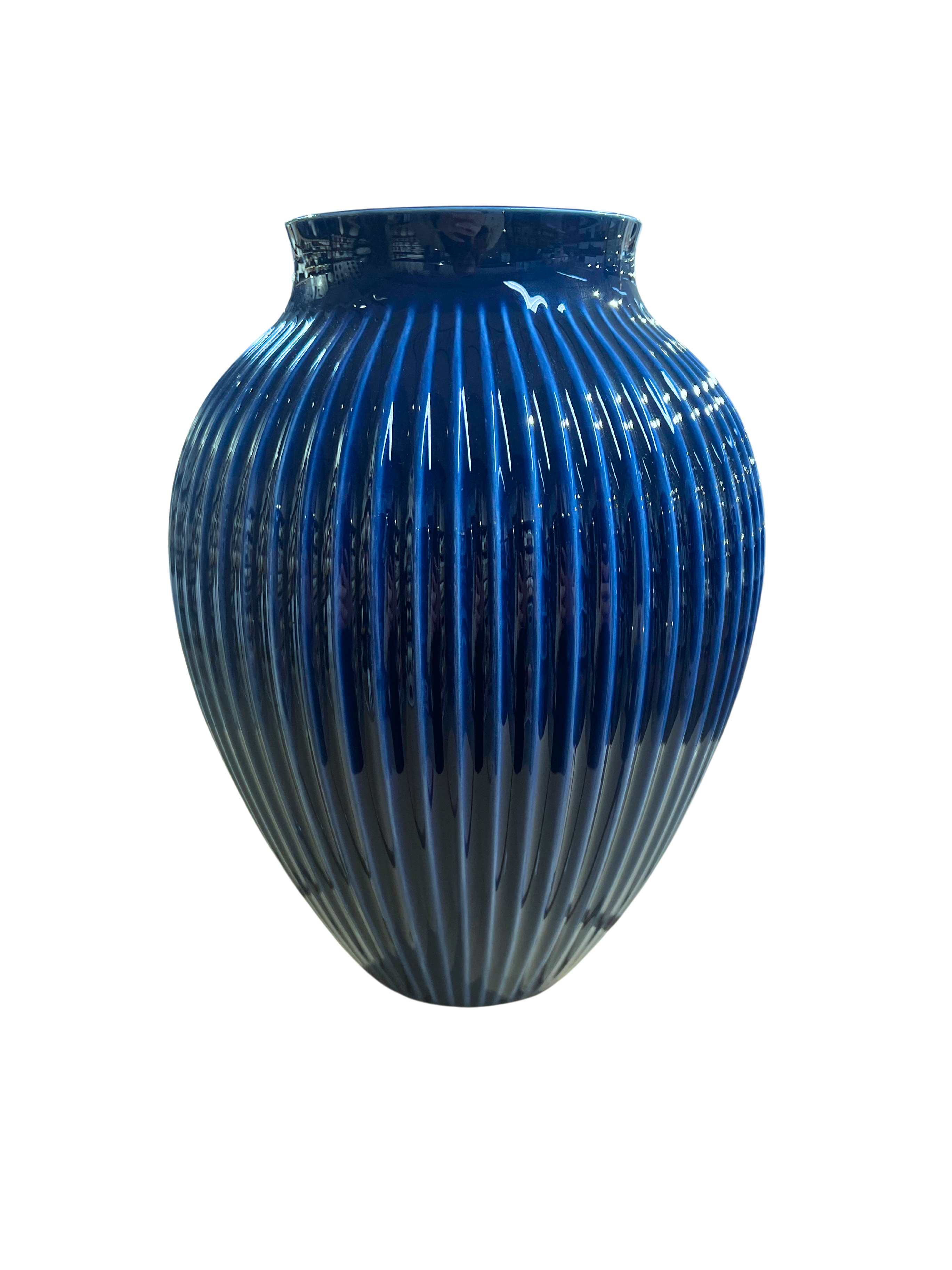 Knabstrup Vase H 27 Cm Ripple Dark Blue