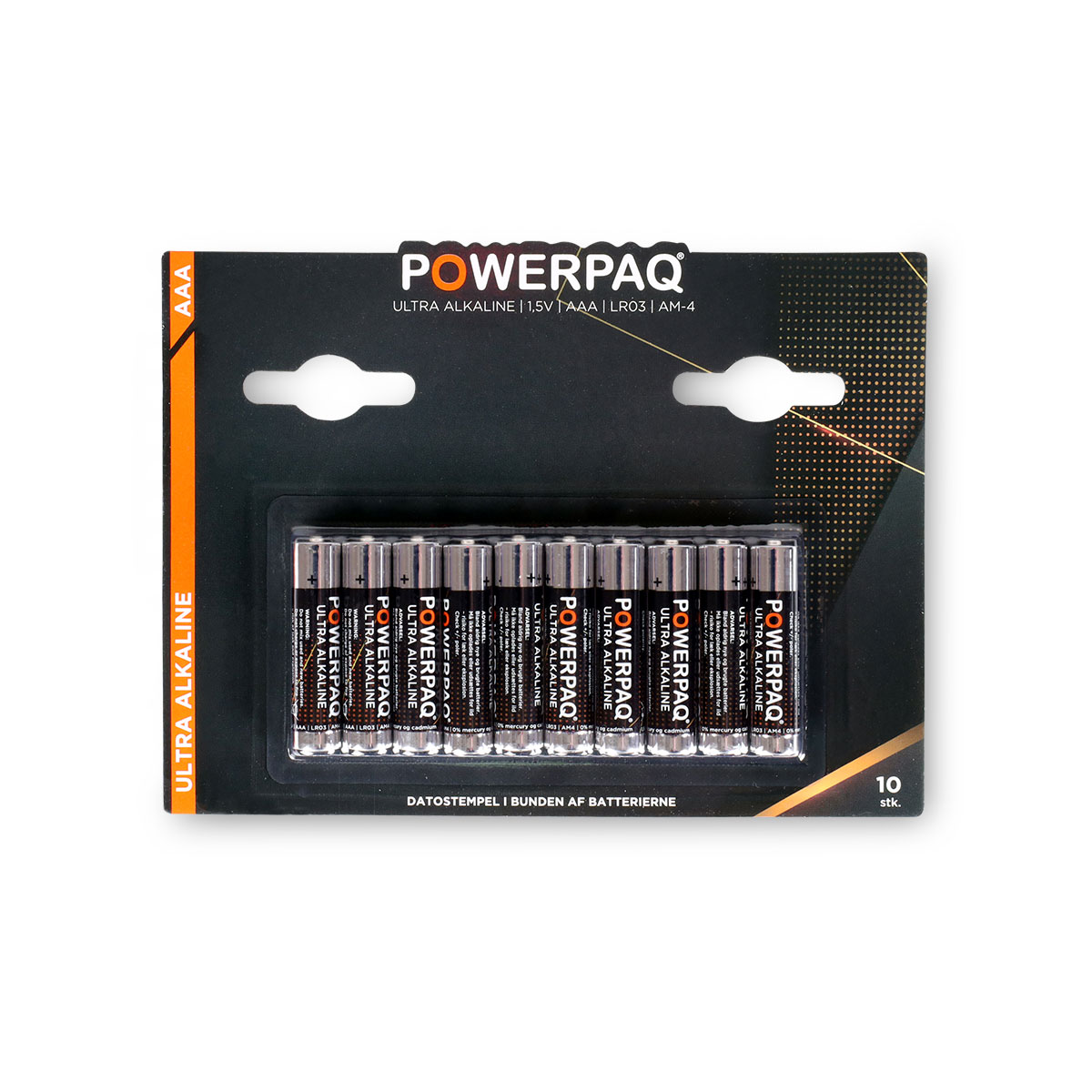 10 stk. AAA batterier Powerpaq alkaline