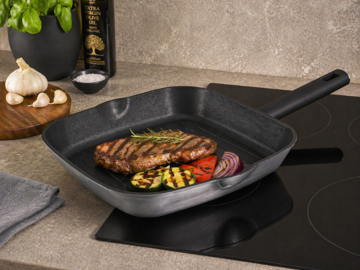 Grillpande 28x28 cm aluminium sort