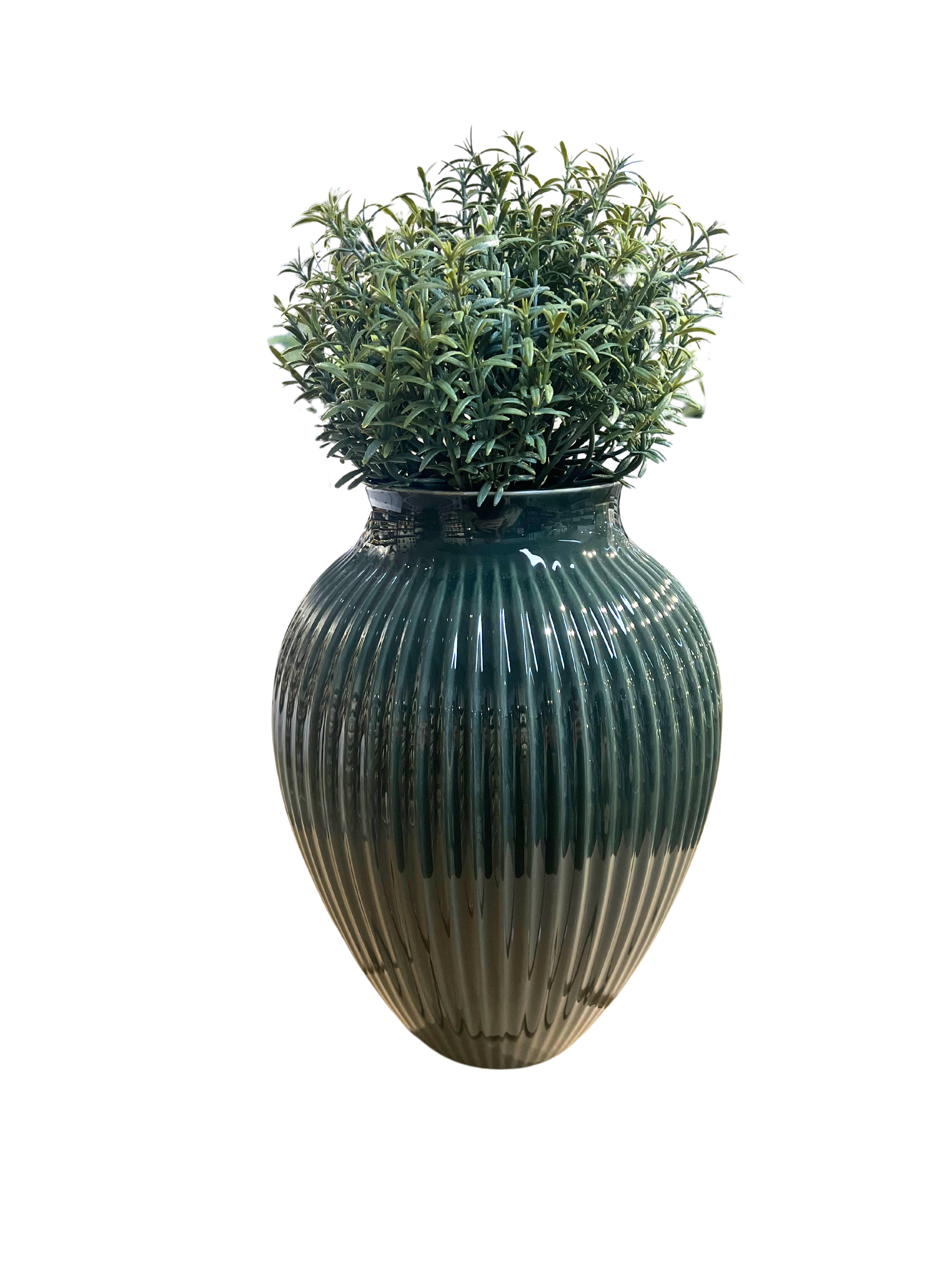 Knabstrup Vase H 27 Cm Ripple Dark Green