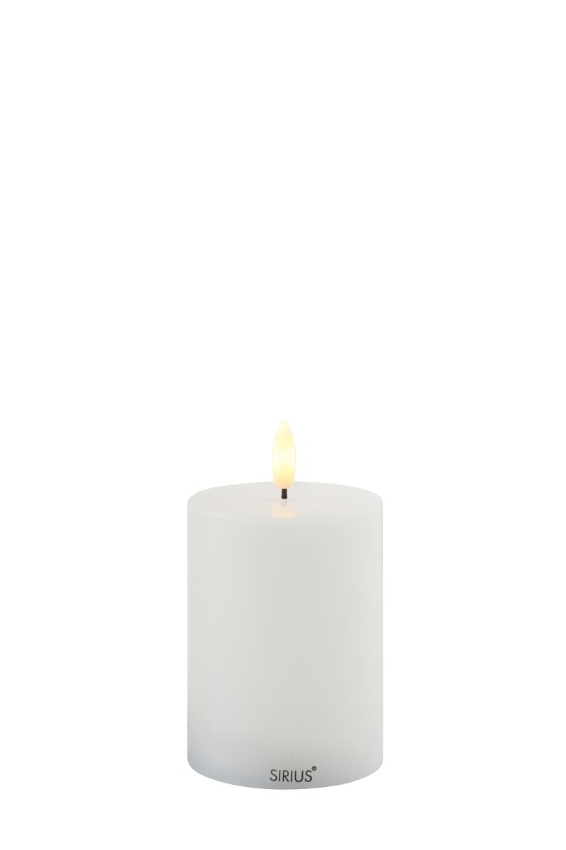 Sille Genopladelig LED bloklys Ø7,5XH10 cm. - hvid