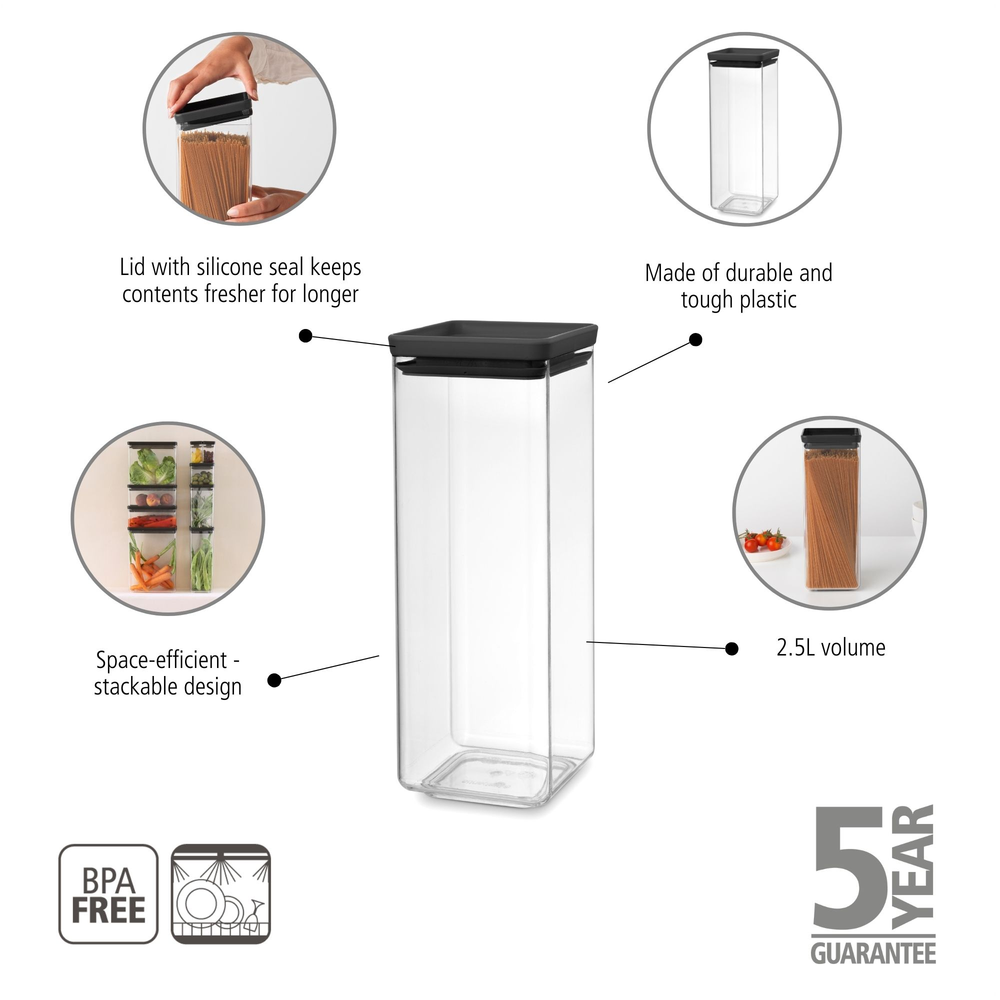 Brabantia Tasty+ Opbevaringsboks 2,5 L mørkegrå