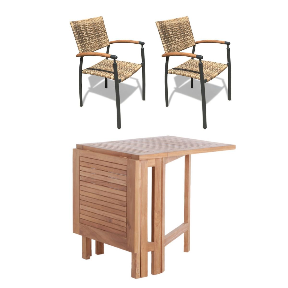 Bella bord 64x75/130 cm + 2 Era stabelstol i flet - Altan / cafesæt