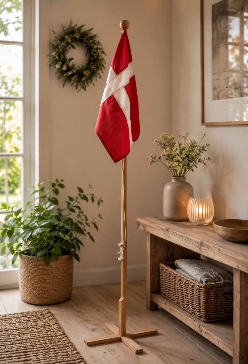 Gulvflag i bøg Dannebrog Str. 170 cm
