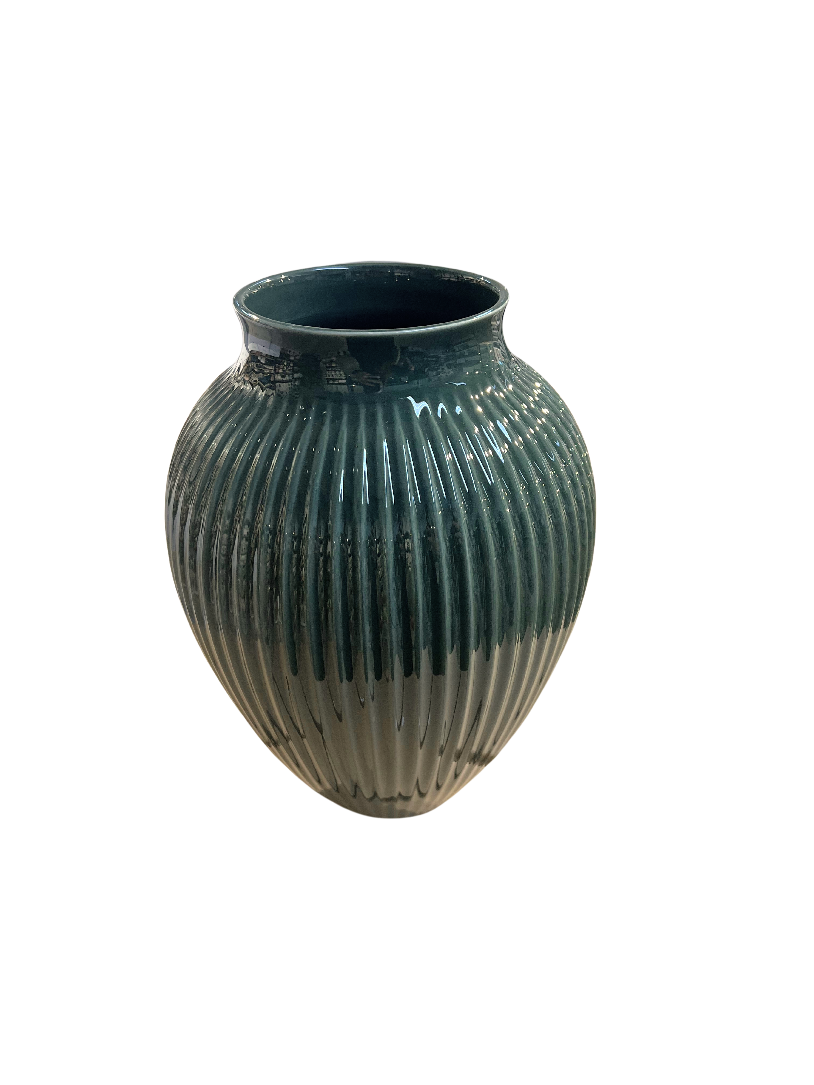 Knabstrup Vase H 27 Cm Ripple Dark Green