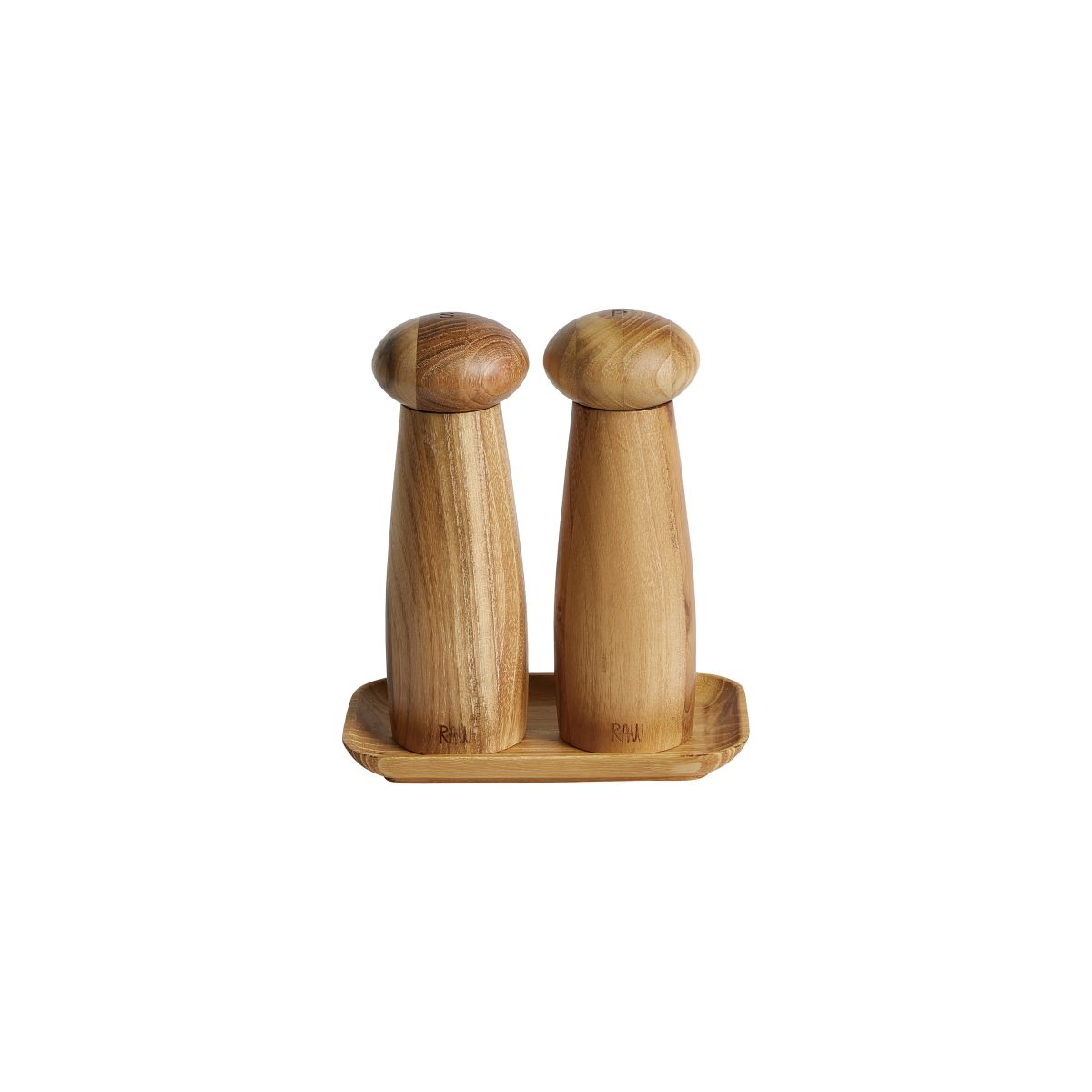 Raw teak kværnsæt med bakke 3 dele