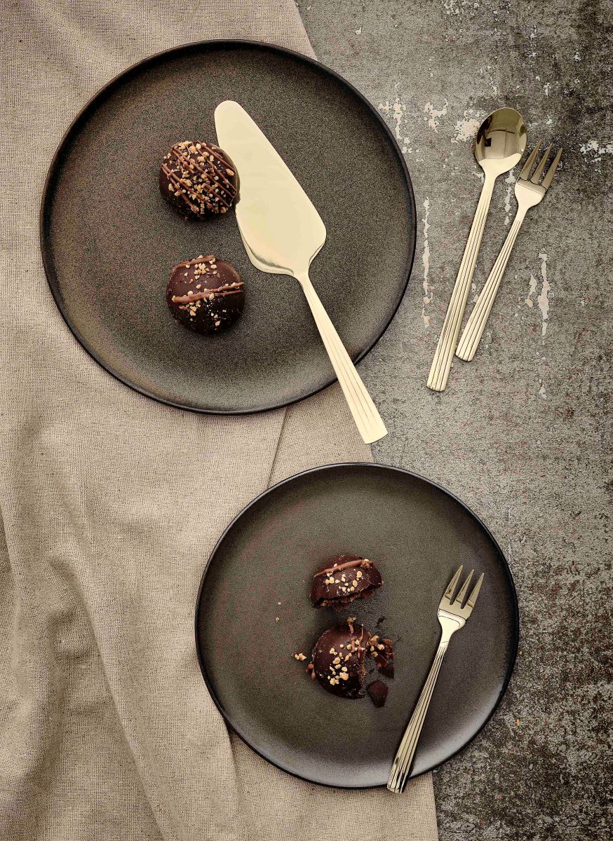 Raw dessert tallerken 20 cm. - metallic brown stentøj