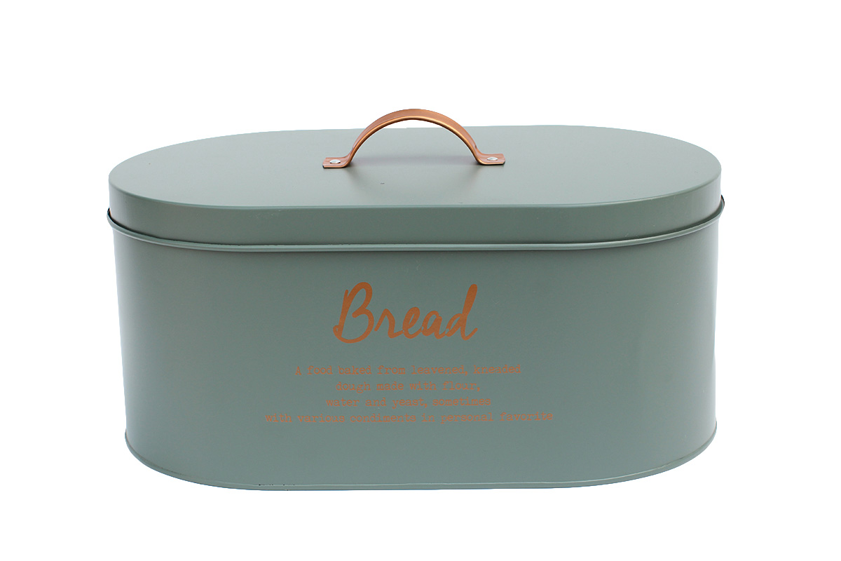 Metaldåse til opbevaring grøn med guldskrift