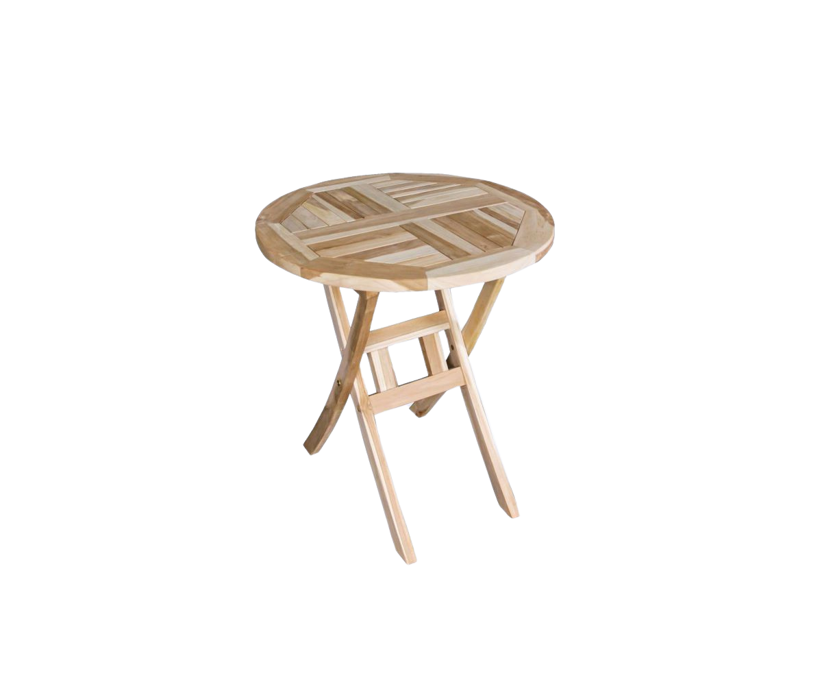 Houston bord Ø66 cm + 2 Trieste stol natur i polyrattan og classic teak - Altan / cafesæt