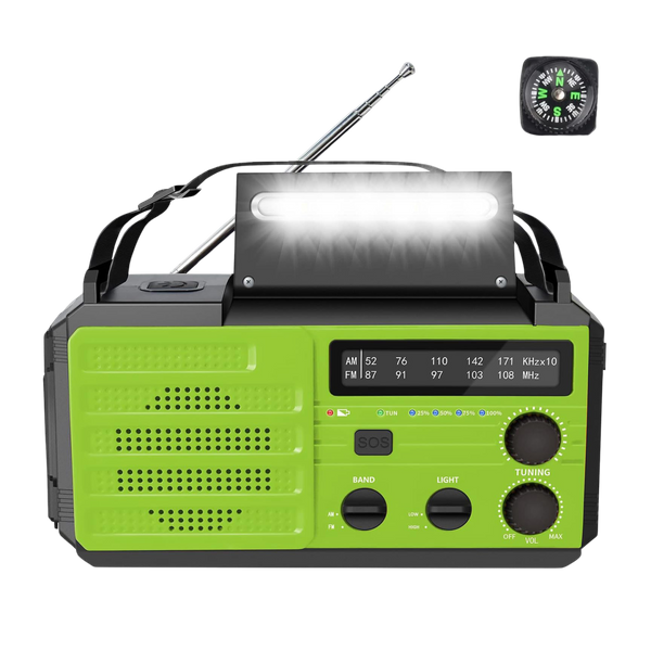 FM radio med håndtag og solceller