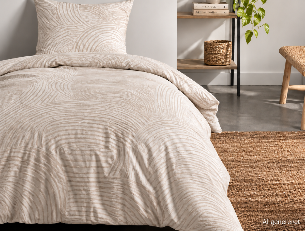 Premium Quality Sengetøj 140x200/63x63 cm creme/taupe