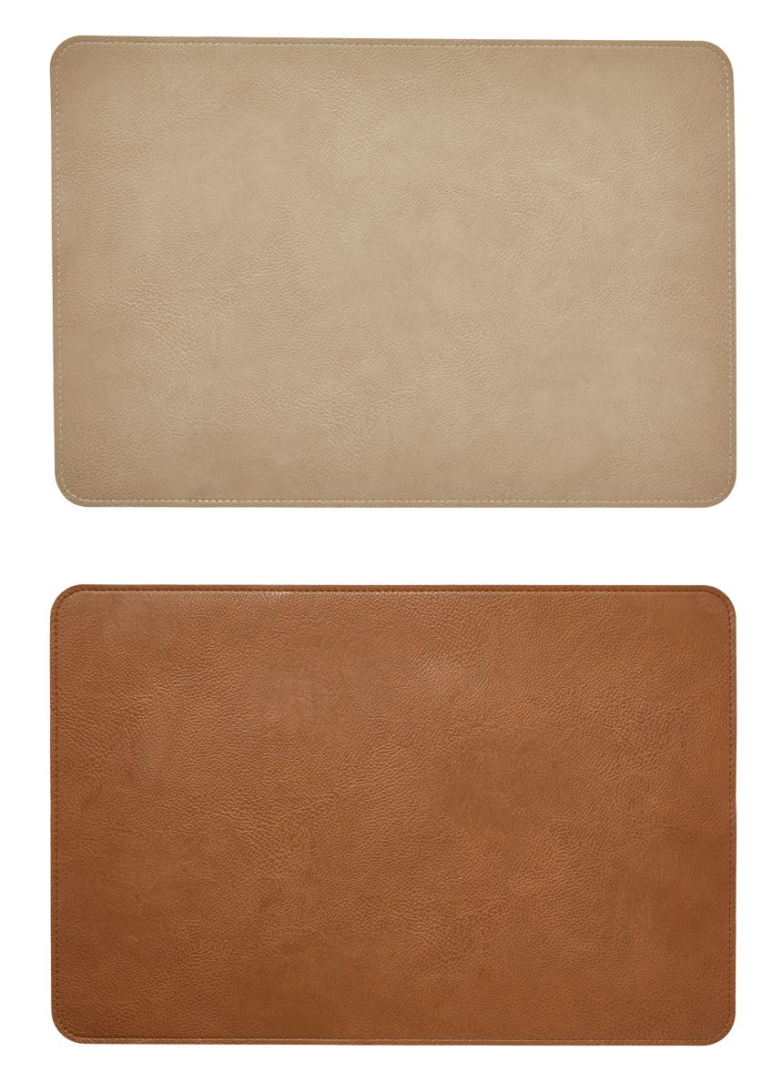 Da'core Dækkeserviet PU læder vendbar 30x45 cm. - tobacco/sand