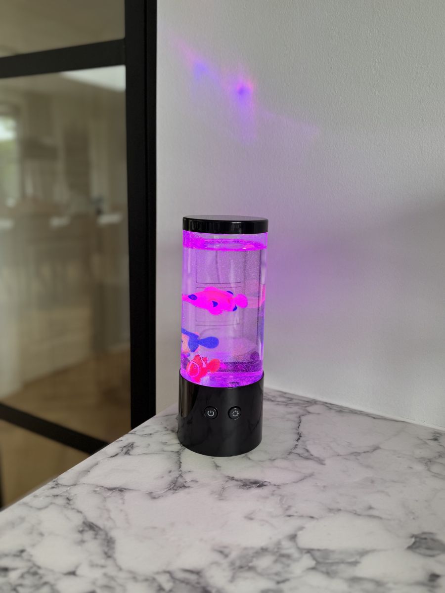 Fiskelampe med 3 fisk 9x23 cm til batteri eller med USB