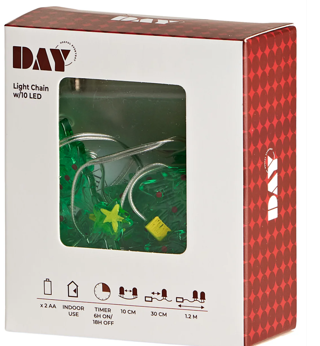 Lyskæde med 10 LED med timer ass modeller