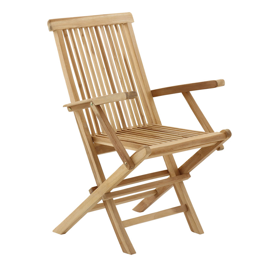 Houston bord 135x80 cm + 4 Houston foldestol med armlæn i classic teak - Havemøbelsæt
