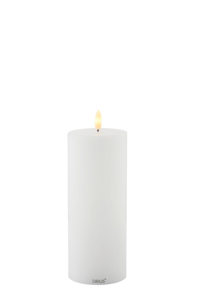 Sirius Sille hvidt LED Outdoor bloklys til batteri Ø 10 cm. H 20 cm.