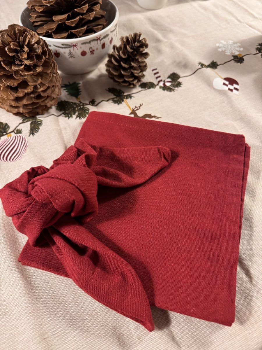 Mundserviet i genbrugsbomuld 4 stk. 40x40 cm. rød