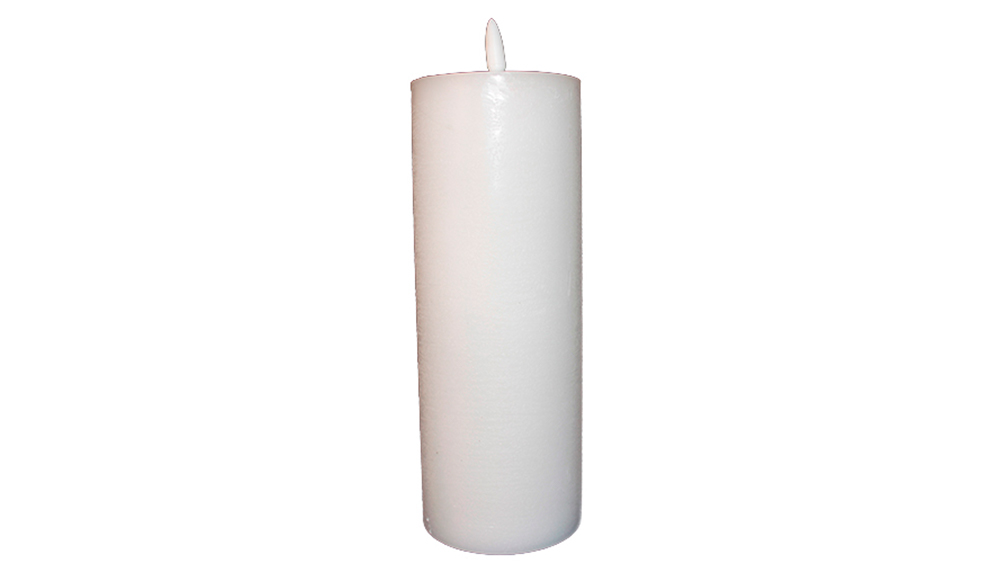 Bloklys LED med fjernbetjening Ø 7,5x20 cm. hvid