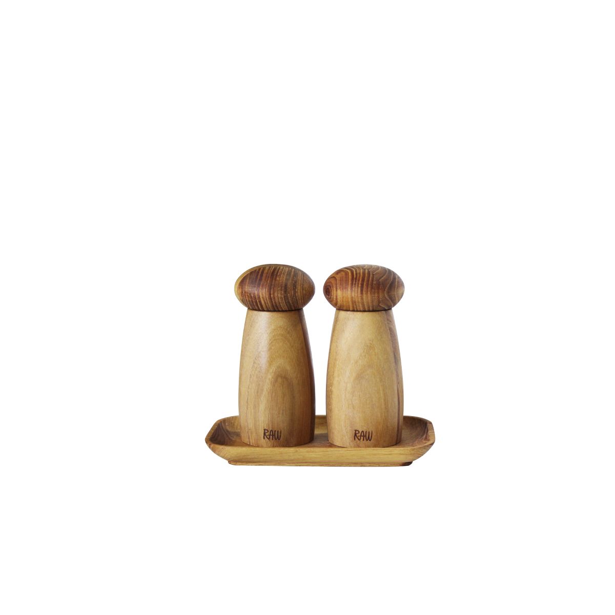 Raw teak kværnsæt med bakke 3 dele lille