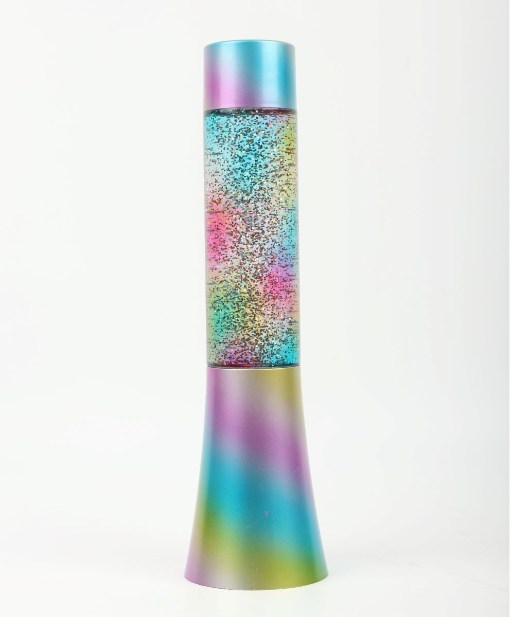 Glitterlampe til batteri Ø 8x32 cm. - Rainbow