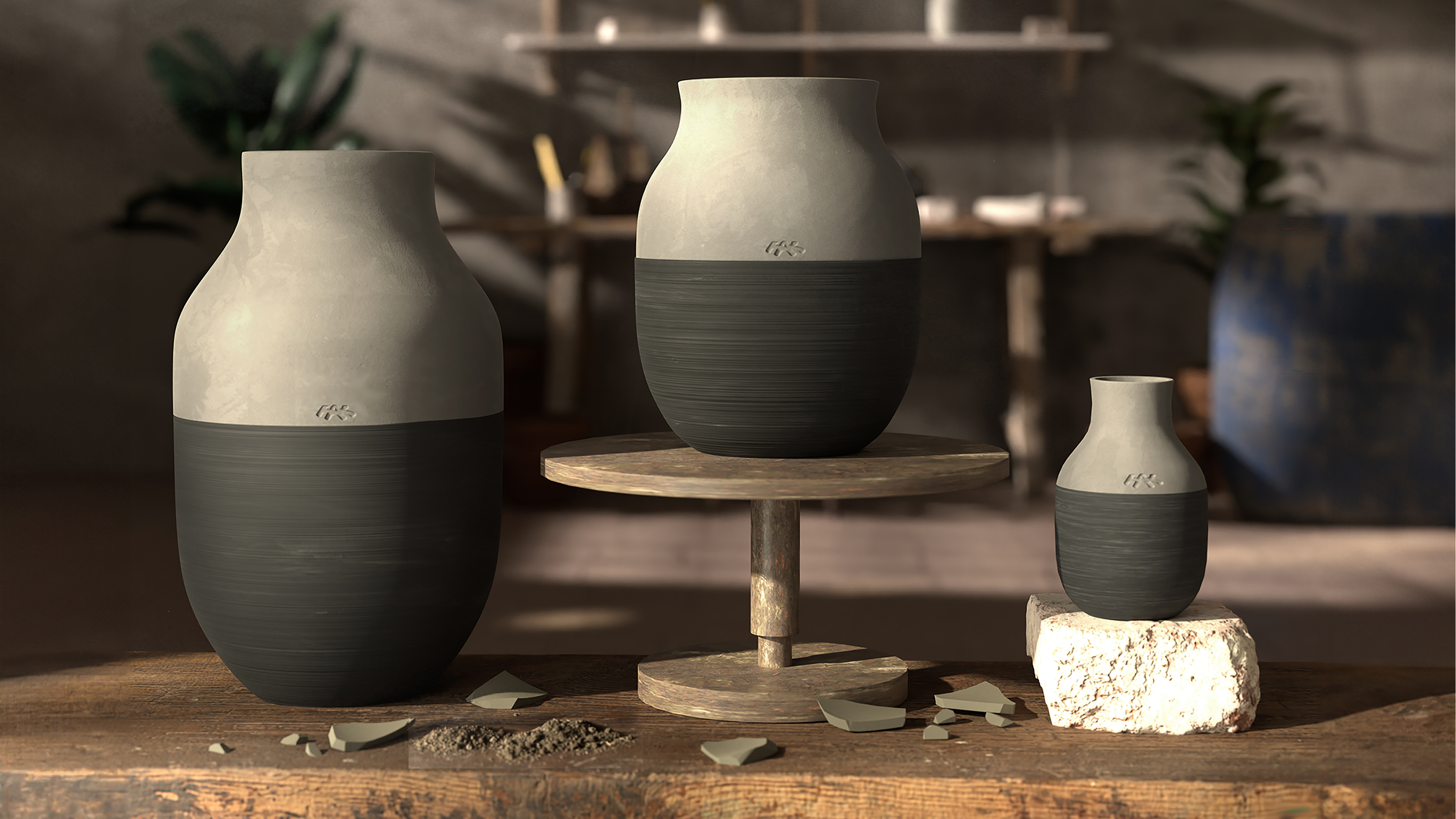 Kähler Omaggio Circulare vase antrasitgrå H12,5 cm.