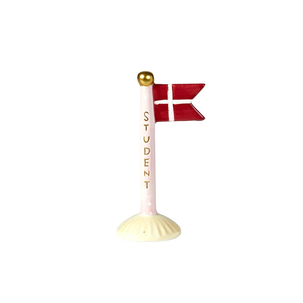 Keramik flag Student lyserød/gul 14 cm.