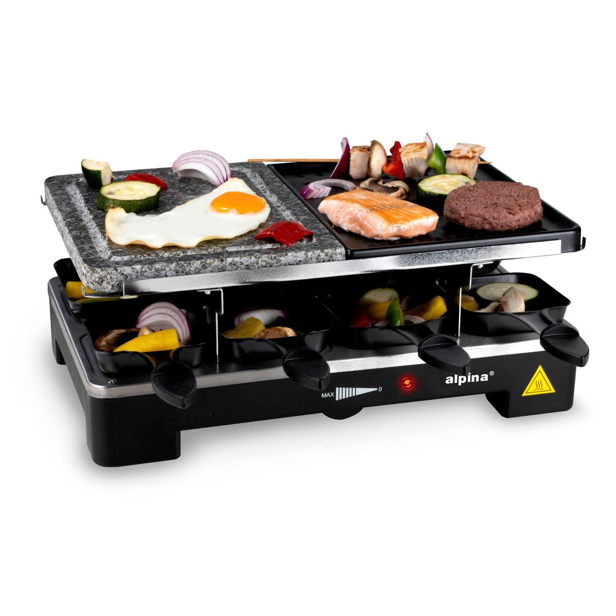 Alpina raclette firkantet kombi  8 personer 1400 W