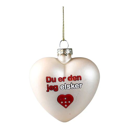 Hjerteophæng glas 8 cm. elsker champagne