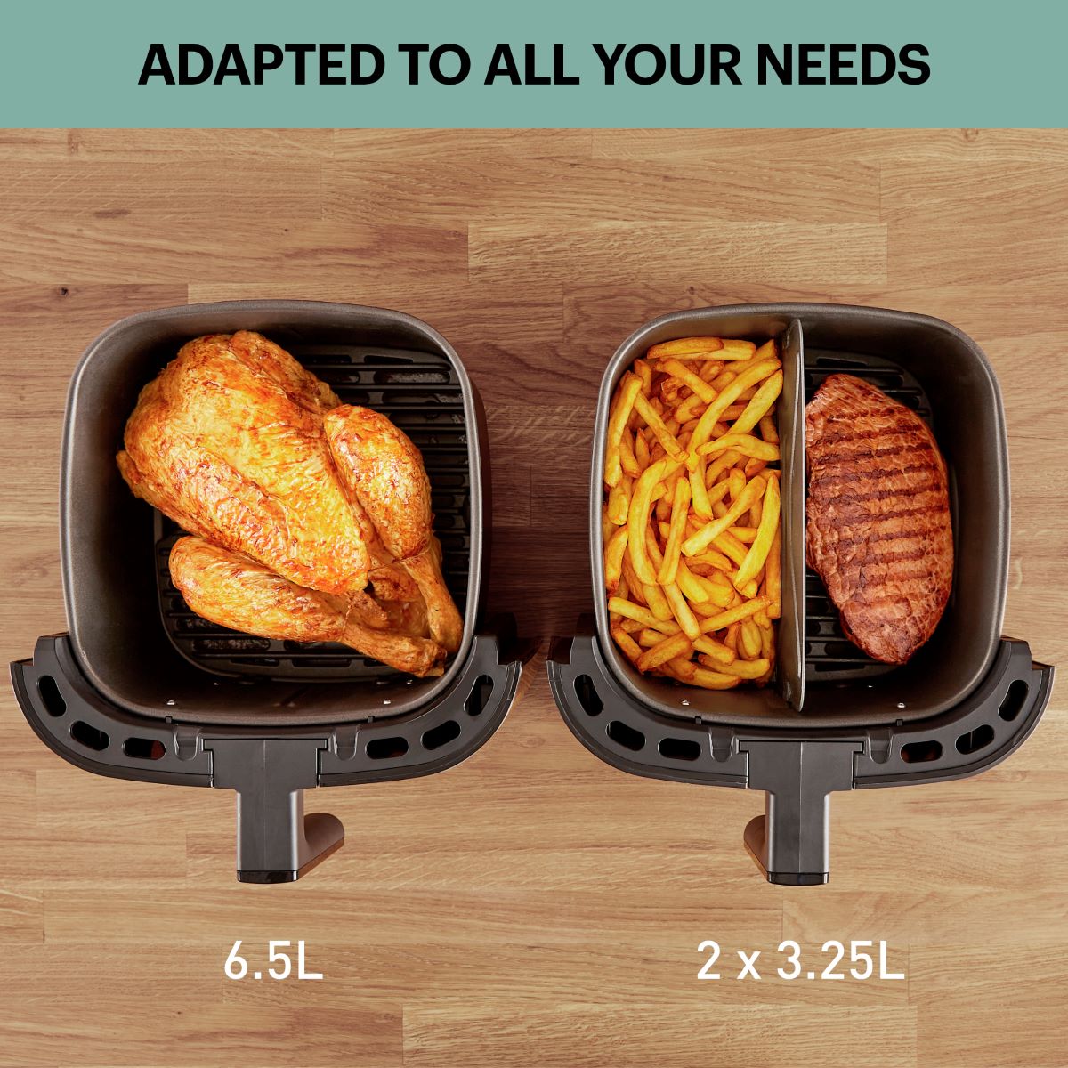 Easy Fry & Grill XXL 2-i-1 airfryer 6,5 ltr. - stål