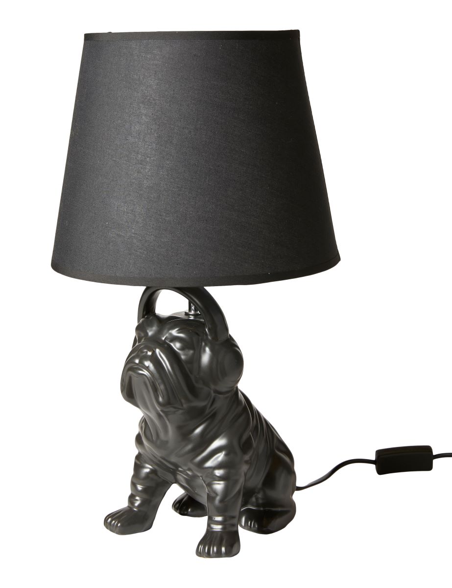 Lampe Bulldog keramik sort med sort skærm