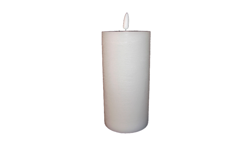 Bloklys LED med fjernbetjening Ø 7,5x12 cm. hvid