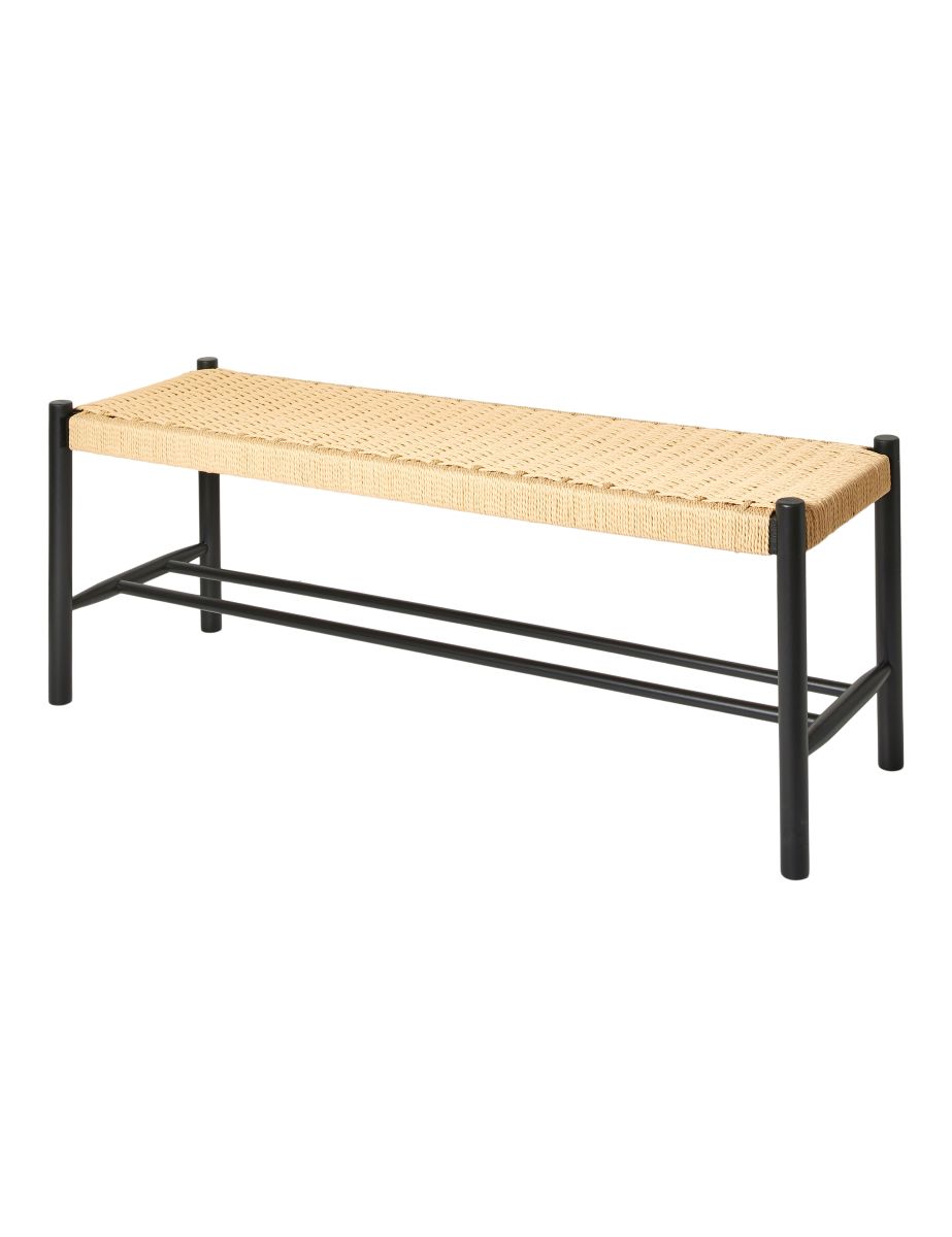 Da'core Bænk 120x35x45 cm. bøgetræ med fletsæde sort