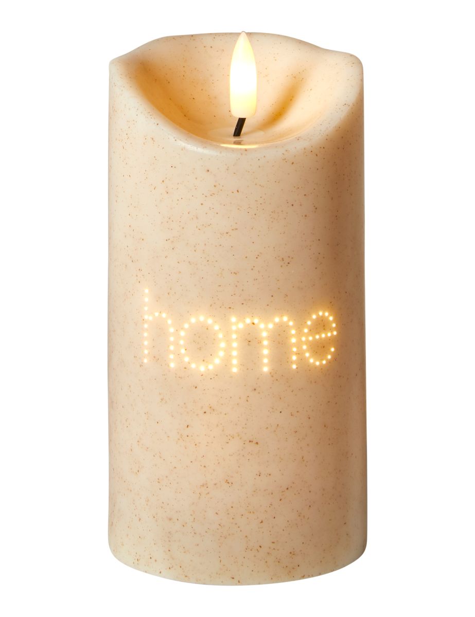 Da'core LED Bloklys Twinkle HOME Ø7,5 H15 cm plast creme