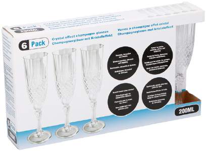 Champagneglas 6 stk. klar plast