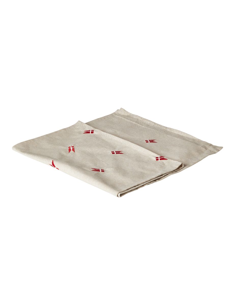 Mundserviet med dannebrog broderet 4-pak 40x40 cm. 