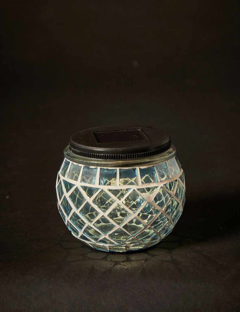  Da'core Solar Bordlys mosaik  Ø 10xH 9 cm. blå