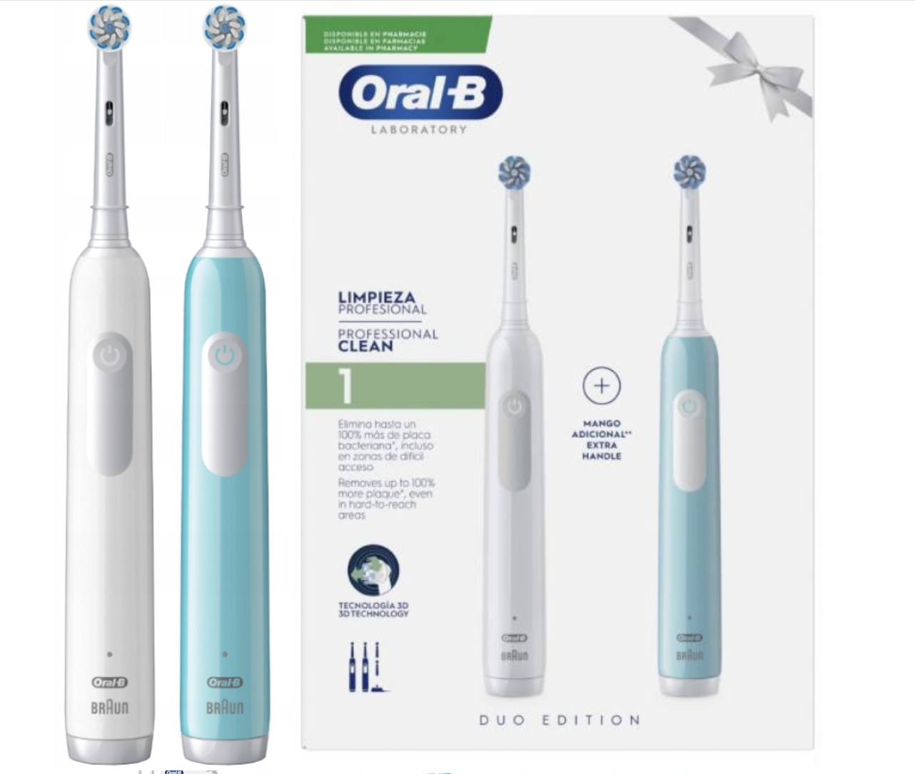 Oral B Pro 1 Duo Tandbørste med 4 løse børstehoveder