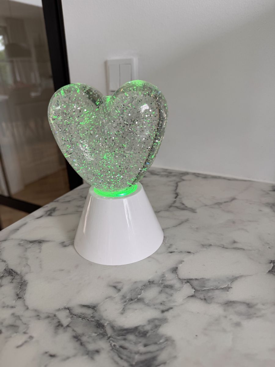 Hjerte Glitterlampe med farveskift