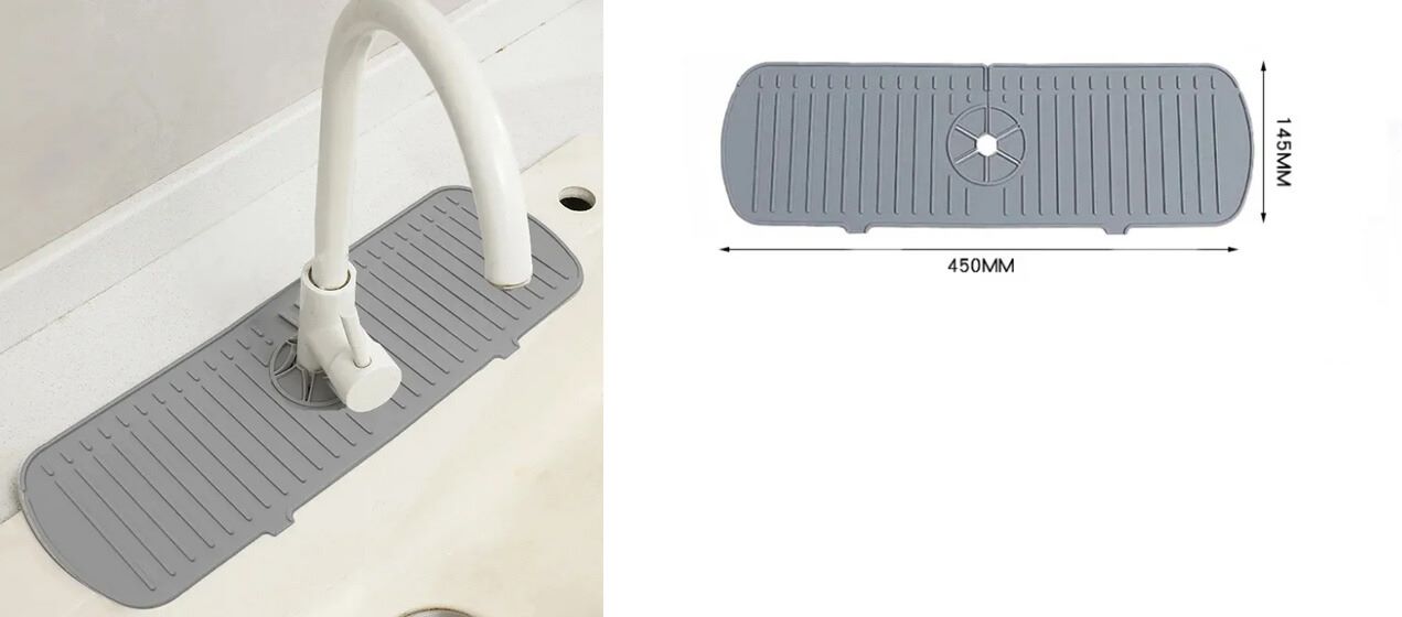 Silikonemåtte til rundt om køkkenarmatur 41x14,5x0,5 cm