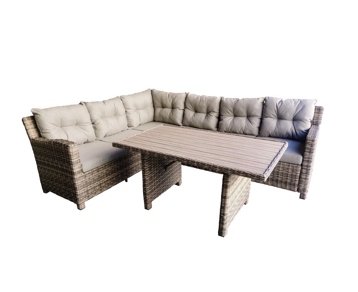 Fanø loungesæt med sofa, bord og hynder - cappuccino